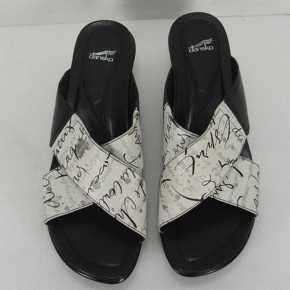 DANSKO LEATHER PLATFORMS WEDGES SLIDES SANDALS 39 - Picture 2 of 8